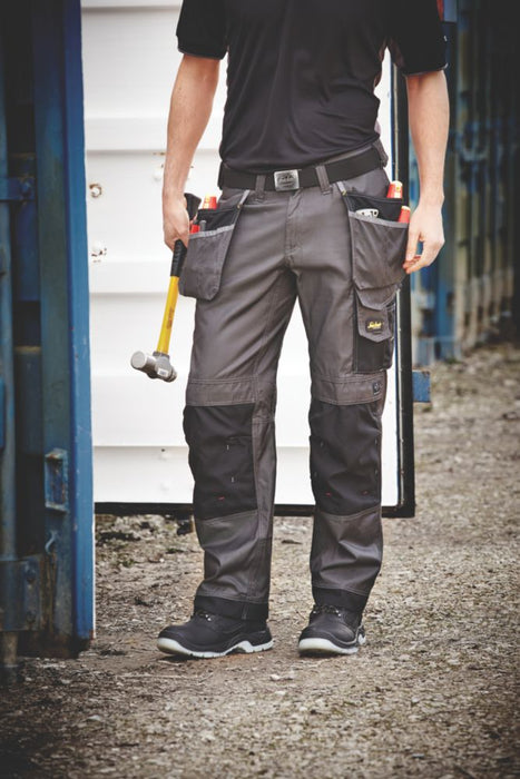 Snickers DuraTwill 3212, pantalón con bolsillos de pistolera, gris/negro (cintura 36", largo 32")