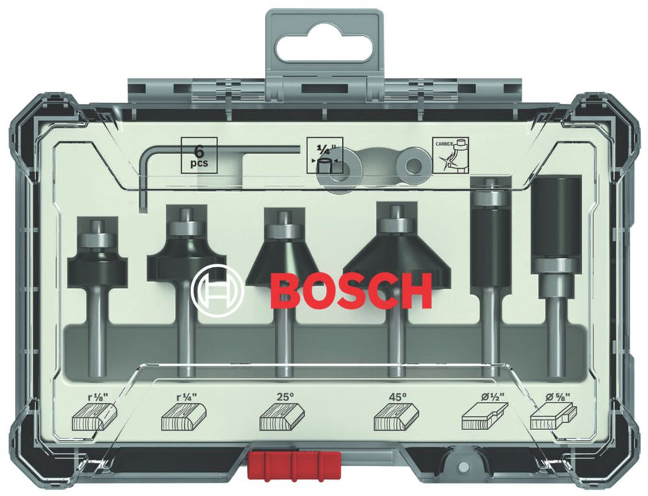 Bosch, fresas para perfilado con vástago de 1/4", juego de 6 piezas