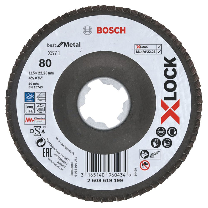 Bosch, disco de láminas con X-Lock de grano 80 de 115 mm