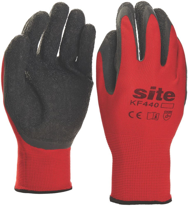 Site 440, guantes de agarre de látex superligeros, rojo/negro, talla L