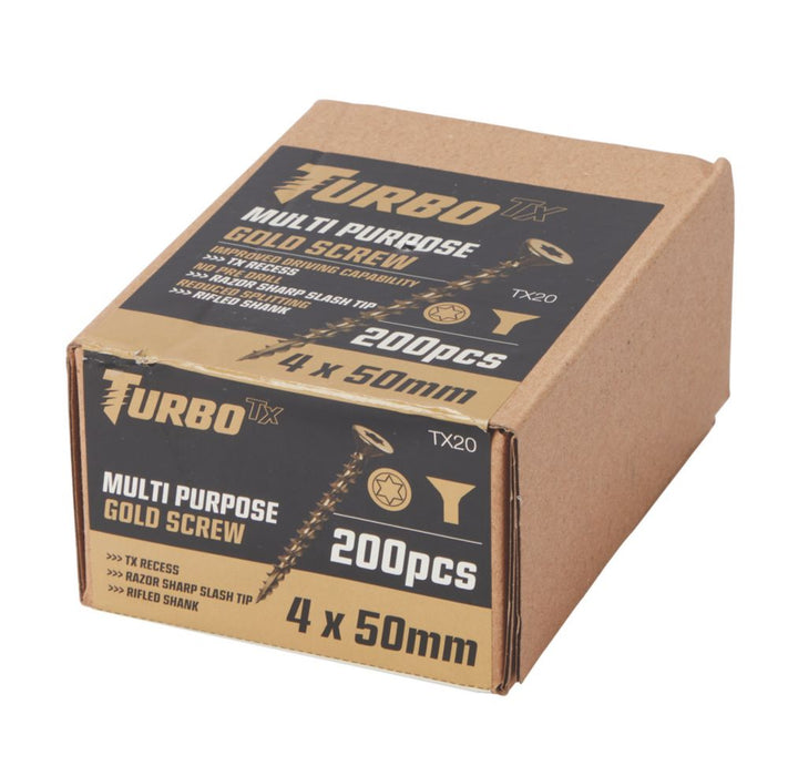 Tornillos autoperforantes multiuso de doble avellanado TX Turbo TX, 4 mm x 50 mm, pack de 200