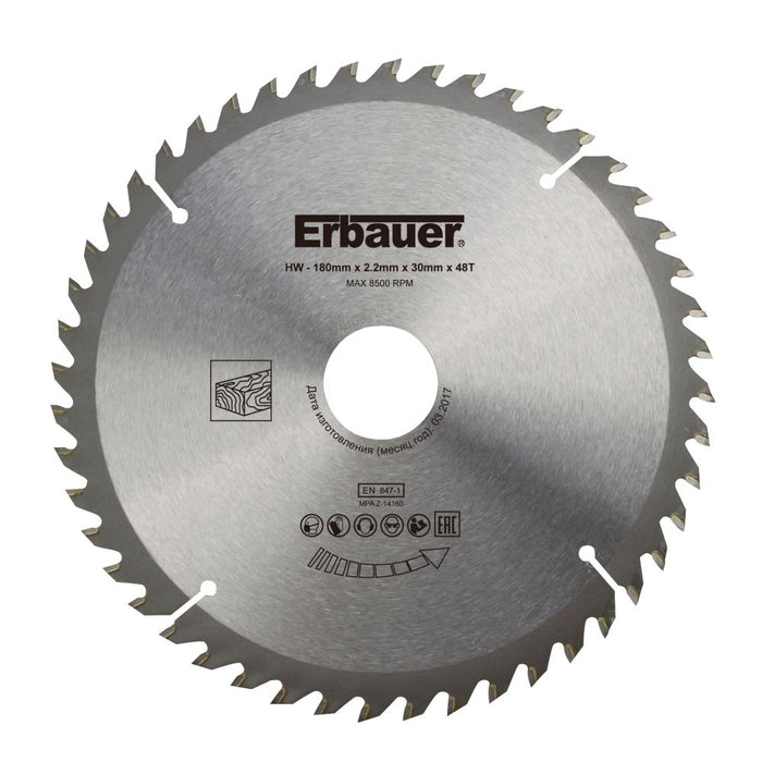 Erbauer, hoja de sierra circular para madera de 180 x 30 mm 48T