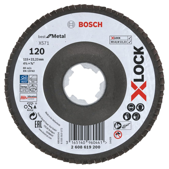 Bosch, disco de láminas con X-Lock de grano 120 de 115 mm
