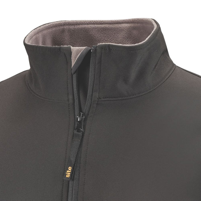 Site Harlin, chaqueta softshell, negro, talla XL (pecho 54")