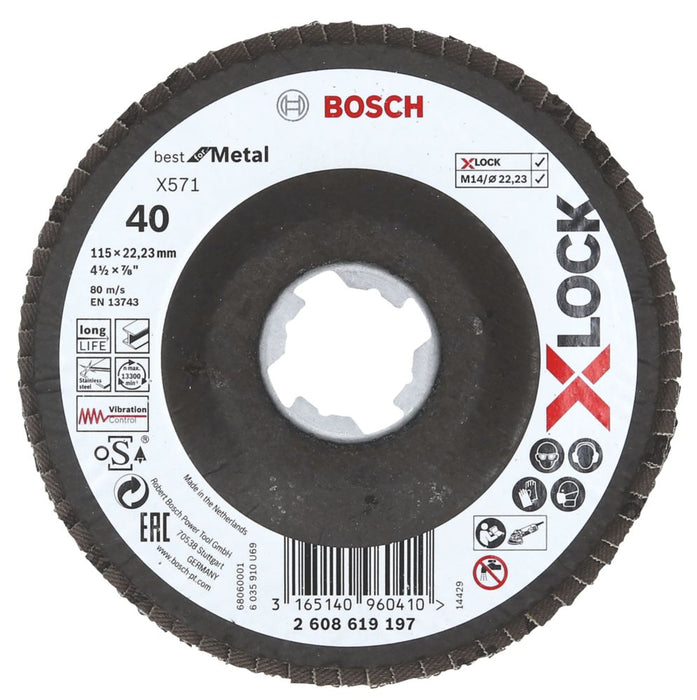 Bosch X-Lock Disque à lamelles 115mm grain 40