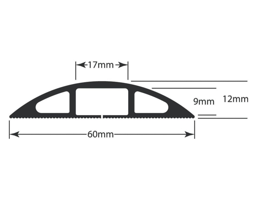 Cache-câble multiple D-Line à usage peu intensif noir 1,8m