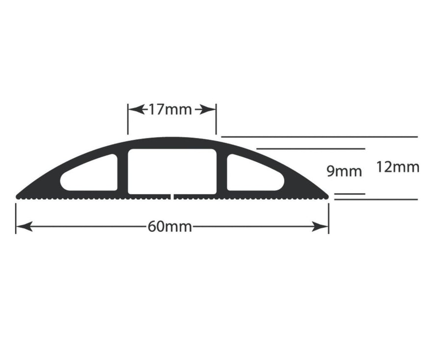 D-Line Cable Cover Light Duty Floor Cable Cover 1.8m Black