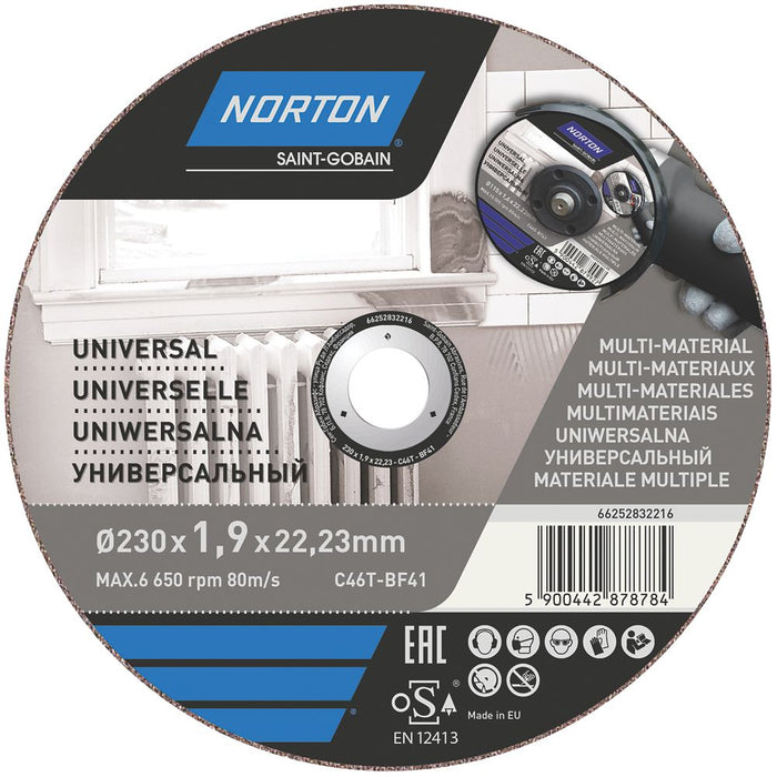 Norton, discos de corte de 9" (230 mm) x 1,9 x 22,23 mm, pack de 3
