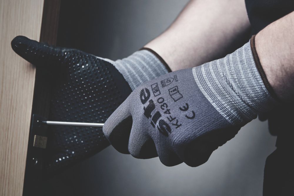 Site 430 Micro Dot Nitrile Foam Gloves Grey  Black Large