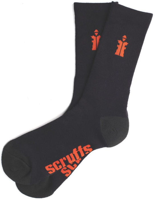 Scruffs, calcetines de trabajo, negro, talla 10-13, 3 pares