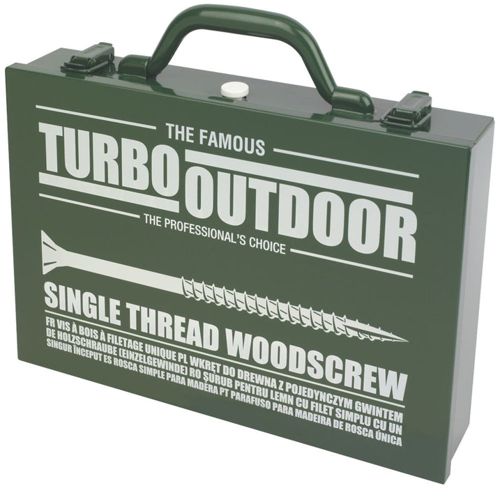 Wkręty Turbo Outdoor z łbem wzmocnionym wpuszczanym PZ w pojemniku dla profesjonalistów 1000 szt.