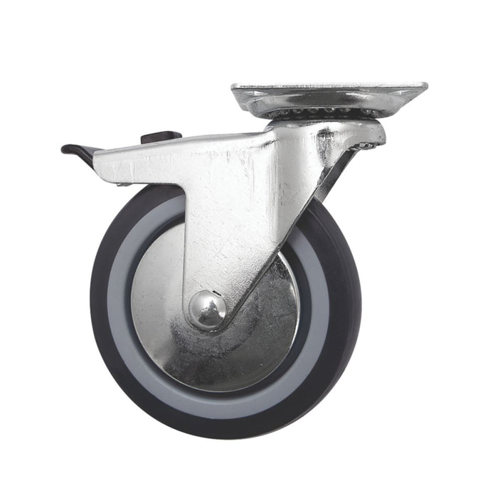 Roulette pivotante en caoutchouc thermoplastique avec frein à usage intensif 100mm