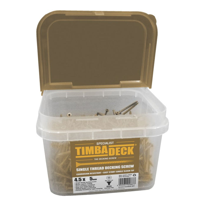 Tornillos de suelo para exterior Timbadeck de doble avellanado PZ, 4,5 mm x 75 mm, pack de 500