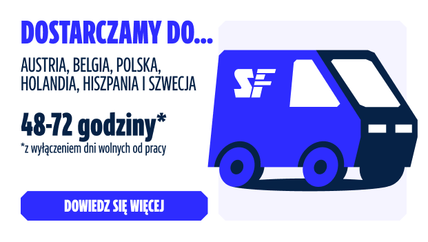 Dostarczamy do Austria, Belgica, Polska, Holandia, Hispania I Szwecja. 48-72 godziny, z wyłączeniem dni wolnych od pracy.