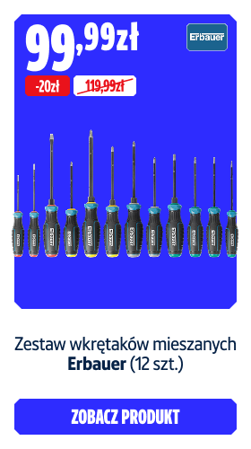 Oszczędź  20zł Zestaw wkrętaków mieszanych Erbauer (12 szt.) 99.99  zł