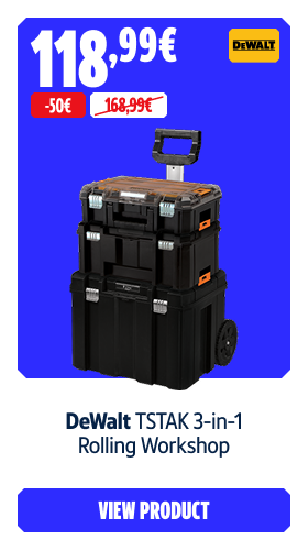 Save 50€ DeWalt TSTAK 3-in-1 Rolling Workshop 118.99 €