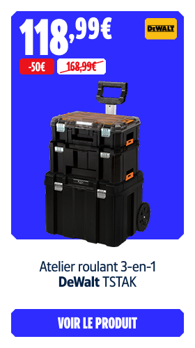économisez  50€ Atelier roulant 3-en-1 DeWalt TSTAK 118.99 €