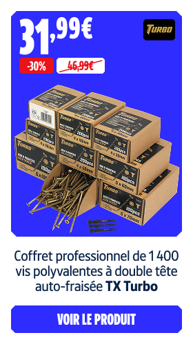 économisez  30% Coffret professionnel de 1 400 vis polyvalentes à double tête auto-fraisée TX Turbo 31.99 €
