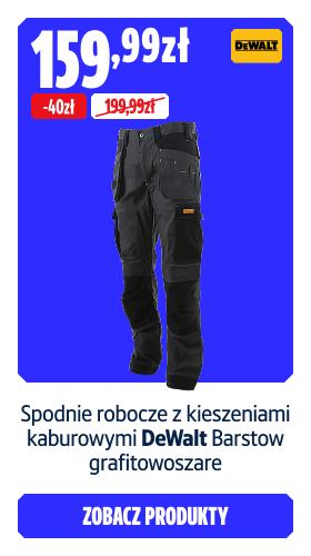 Oszczędź  40 zł Spodnie robocze z kieszeniami kaburowymi DeWalt Barstow grafitowoszare 159.99  zł