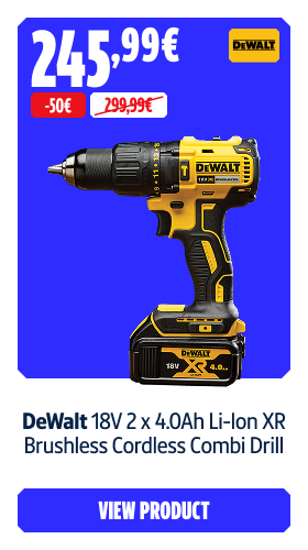 Save 50€ DeWalt 18V 2 x 4.0Ah Li-Ion XR Brushless Cordless Combi Drill 245.99 € 