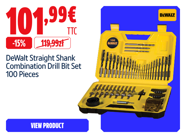 Save 15% DeWalt   Straight Shank Combination Drill Bit Set 100 Pieces 101.99  zł
