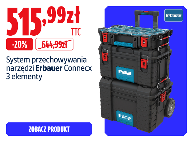 Oszczędź  20% System przechowywania narzędzi Erbauer Connecx 3 elementy 515.99  zł
