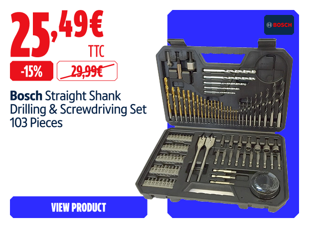  Save 15% Bosch   Straight Shank Drilling & Screwdriving Set 103 Pieces 25.49 € 

