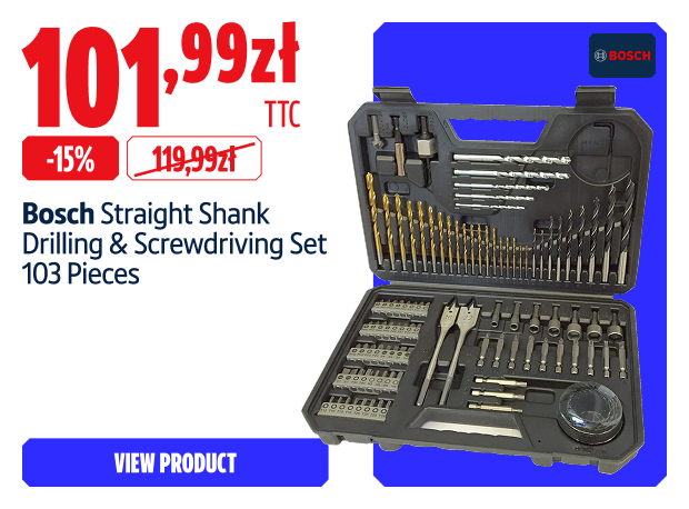 Save 15% Bosch   Straight Shank Drilling & Screwdriving Set 103 Pieces 101.99  zł
