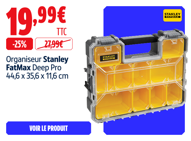 économisez  29% Organiseur Stanley FatMax Deep Pro 44,6 x 35,6 x 11,6 cm 19.99 €
