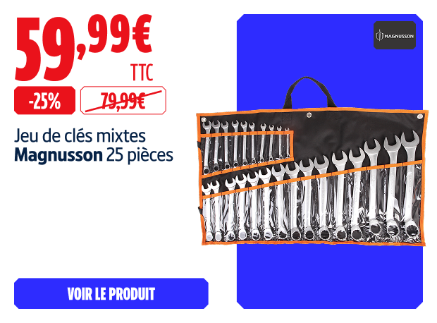 économisez  25% Jeu de clés mixtes Magnusson 25 pièces 59.99 €

