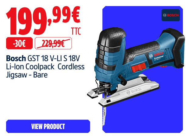  Save 30€ Bosch GST 18 V-LI S 18V Li-Ion Coolpack  Cordless Jigsaw - Bare 199.99 € 

