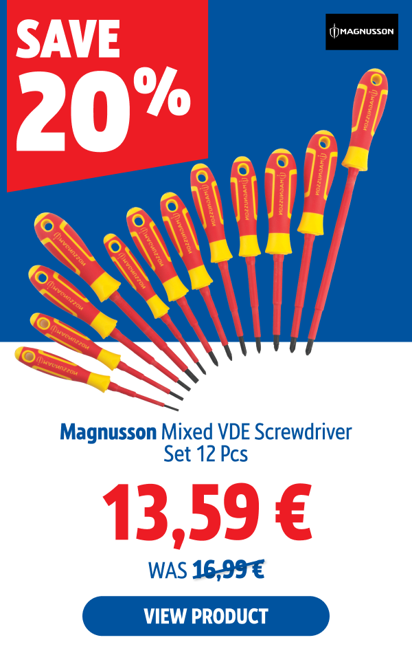 Save 20% Magnusson  Mixed  VDE Screwdriver Set 12 Pcs 13.59 € 