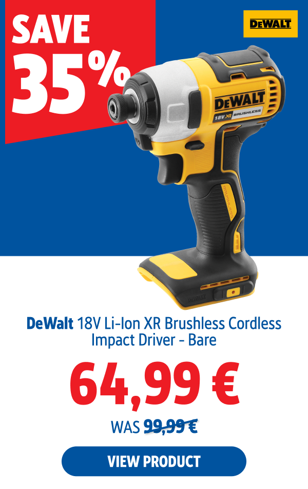 Save 35% DeWalt 18V Li-Ion XR Brushless Cordless Impact Driver - Bare 64.99 € 