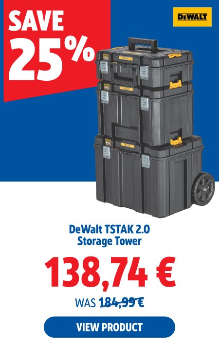Save 25%, DeWalt TSTAK 2.0 Storage Tower, 138,74 €