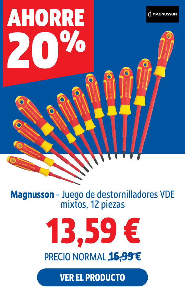 Ahorre  20% Magnusson - Juego de destornilladores VDE mixtos, 12 piezas 13.59 €.