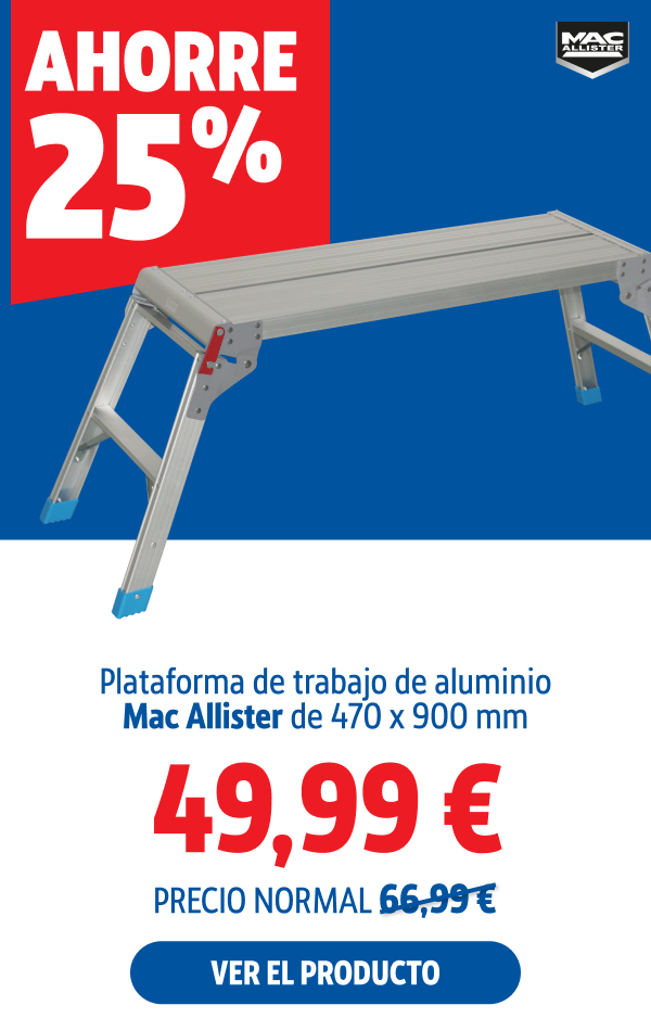Ahorre  25% Plataforma de trabajo de aluminio Mac Allister de 470 x 900 mm 49.99 €.