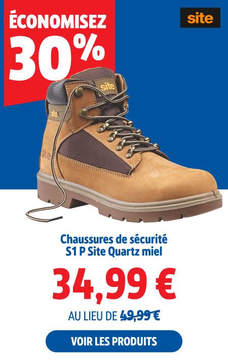 économisez 30%, Chaussures de sécurité S1 P Site Quartz miel, 34.99 €