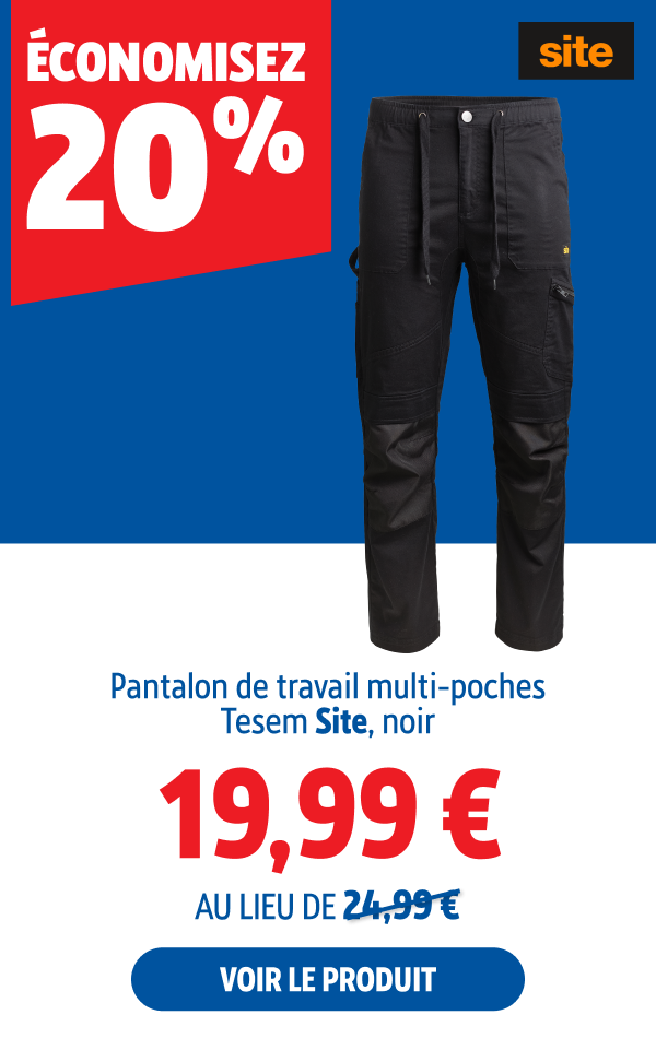 économisez  20% Pantalon de travail multi-poches Tesem Site, noir 19.99 €