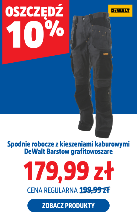 Oszczędź 10%, Spodnie robocze z kieszeniami kaburowymi DeWalt Barstow grafitowoszare, 179.99zł