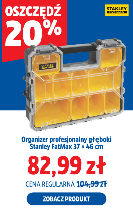 Oszczędź 20%, Organizer profesjonalny głęboki Stanley FatMax 37 × 46 cm, 82.99 zł