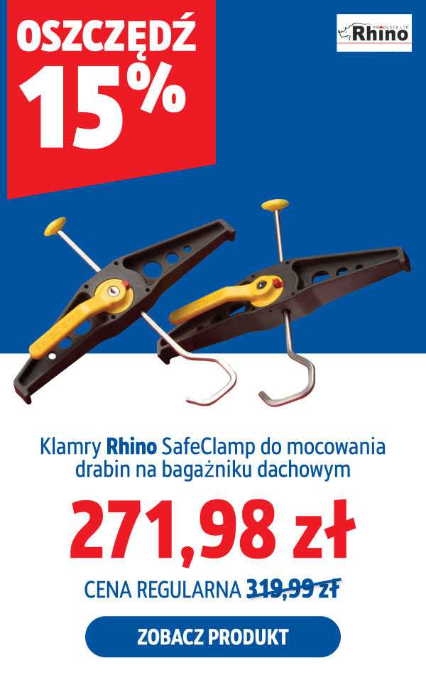 Oszczędź  15% Klamry Rhino SafeClamp do mocowania drabin na bagażniku dachowym 271.98  zł
