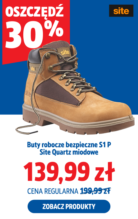Oszczędź 30%, Buty robocze bezpieczne S1 P Site Quartz miodowe, 139.99 zł