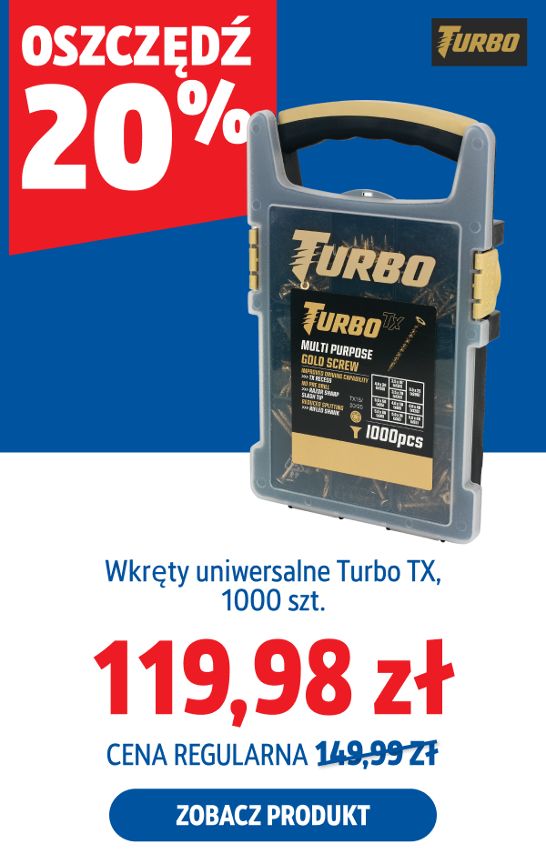 Oszczędź  20% Wkręty uniwersalne Turbo TX łeb wzmocniony, 1000 szt. 119.98  zł