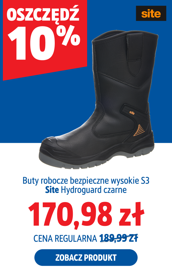 Oszczędź  10% Buty robocze bezpieczne wysokie S3 Site Hydroguard czarne  170.98  zł