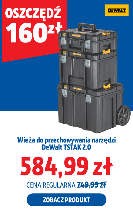 Oszczędź 160zł, Wieża do przechowywania narzędzi DeWalt TSTAK 2.0, 584.99zł