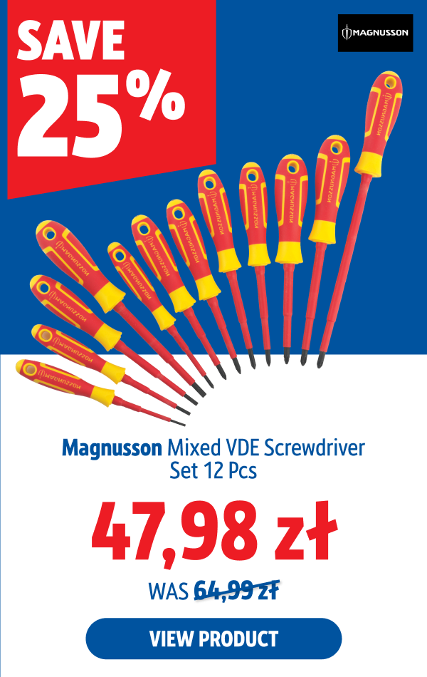 Save 26% Magnusson  Mixed  VDE Screwdriver Set 12 Pcs 47.98  zł
