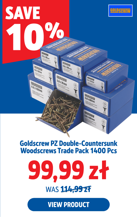 Seve 10%, Goldscrew  PZ Double-Countersunk Woodscrews Trade Pack 1400 Pcs, 99.99zł